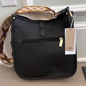 Calin collection Black Women's Bag with Patterned Strap